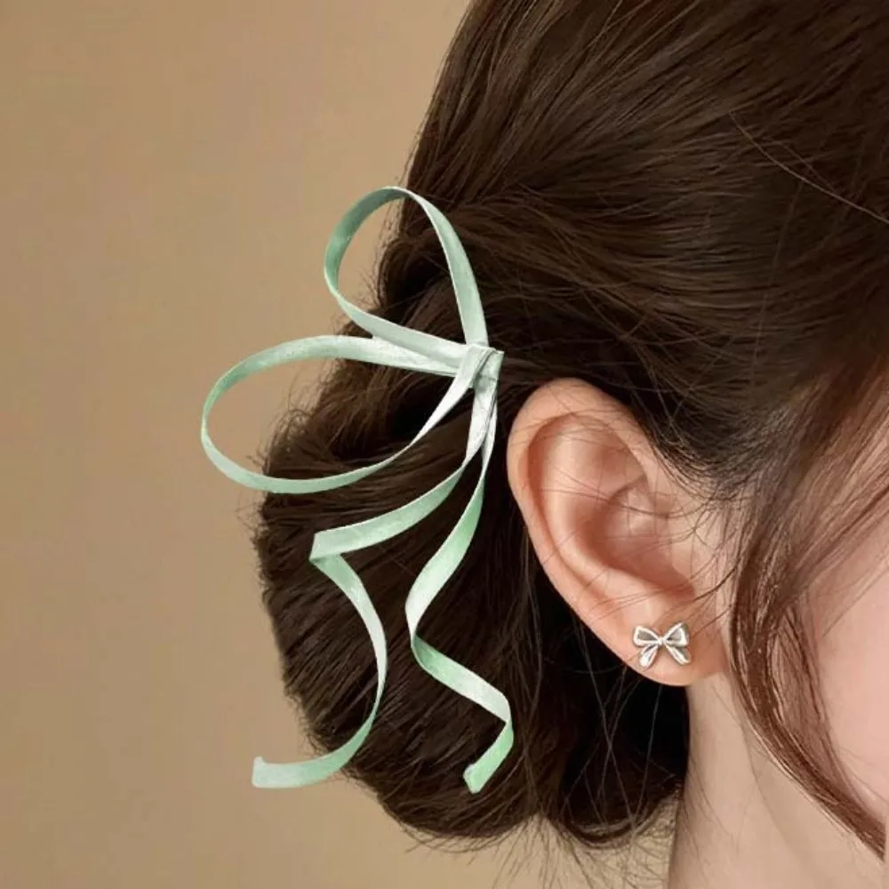 1 Pair 3D Satin Ribbon Bow Barrettes Silky Flowing Chinese Bow Hairpins Secure Exquisite Side Hair Clip Stage