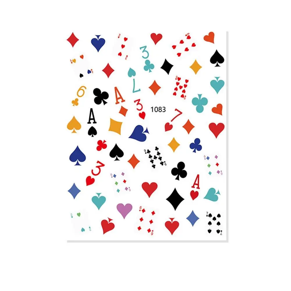 

3D Interesting Fashion Decals Playing Cards Design DIY Nail Decoration Poker Nail Art Sticker Manicure