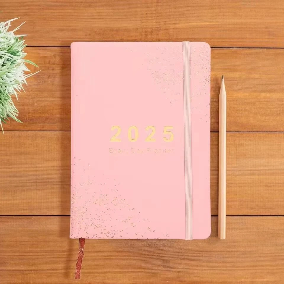 2025 Novo caderno de calendário, 400 páginas, caderno de escrita planejador diário de 365 dias, bloco de notas, planejador, papel para planejamento de negócios
