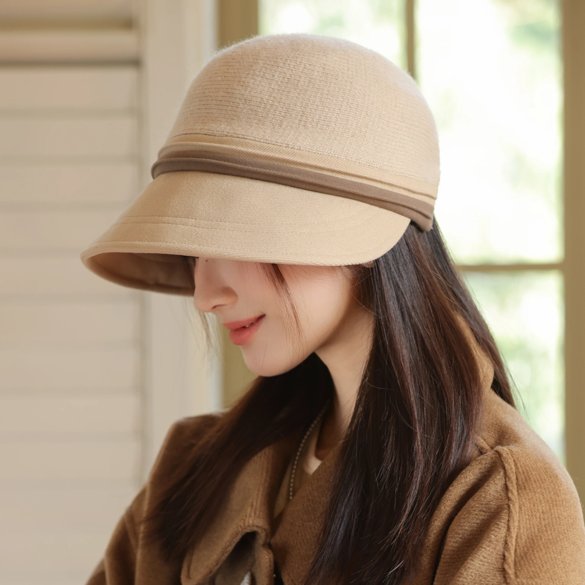 HT5016 Eimer Hut Hohe Qualität Herbst Winter Wolle Hüte für Frauen Damen Packbare Breite Krempe Hut Weibliche Elegante Angeln Eimer Kappe – Detail 7