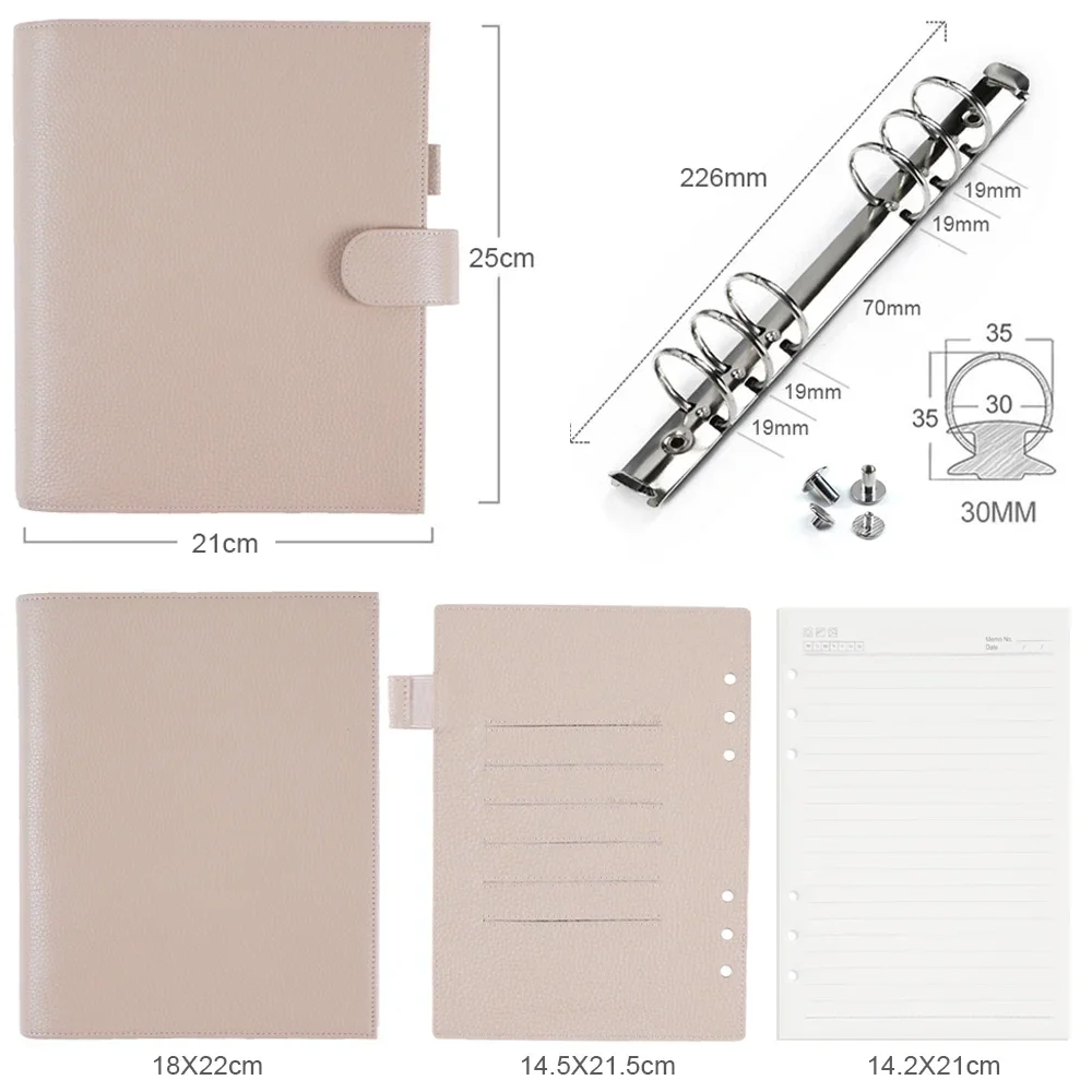 Moterm Versa A5 3.0 Organizer with 30 MM Rings Pebbled Leather Planner File Package Multifunctional Agenda Diary Journal Notepad