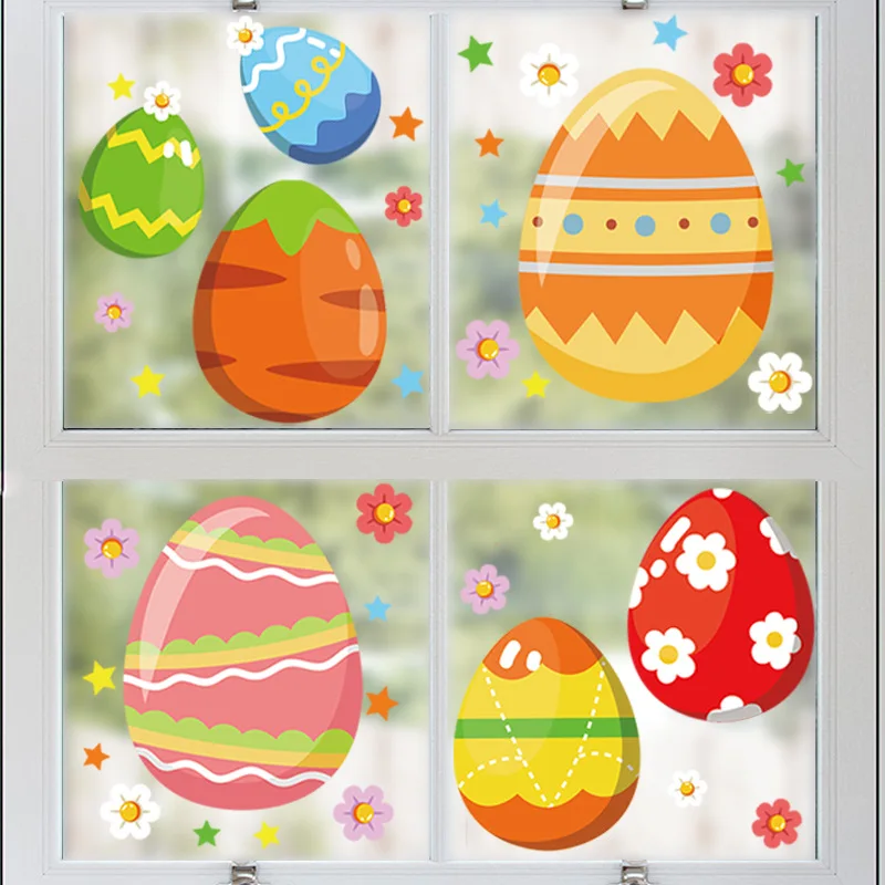 Easter Eggs Window Stickers Easter Window Clings for Glass Window Easter Spring Party Supplies Gifts for Kids Home Decorations