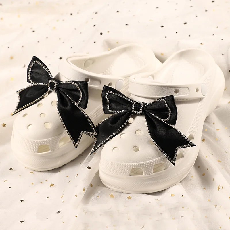 1 Paar Schleifen-Schuhcharms für Clogs, DIY Satin-Schleifen-Schuhdekorationen, abnehmbare Schuhornamente für Clogs und Sandalen – Detail 5