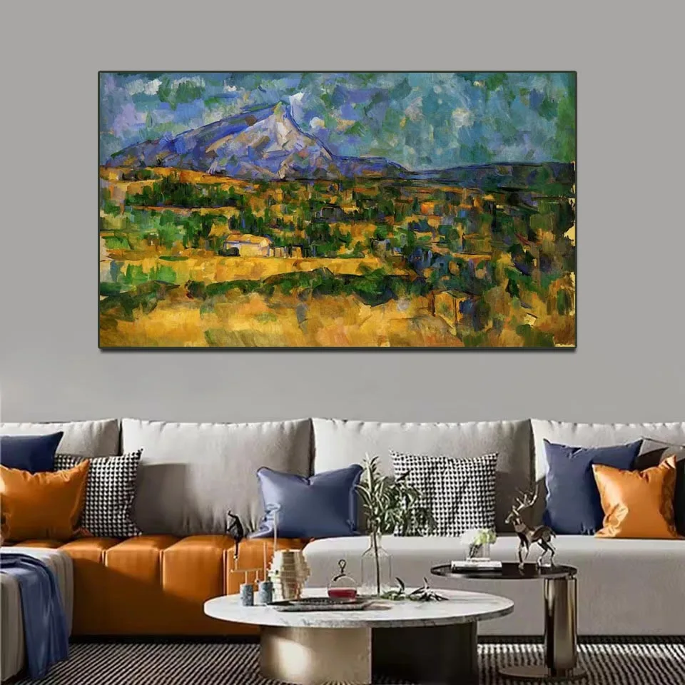 Mont Sainte-Victoy بقلم بول سيزان، استنساخ اللوحة الشهيرة المرسومة يدويًا، لوحة زيتية للمناظر الطبيعية الانطباعية، ديكور المنزل