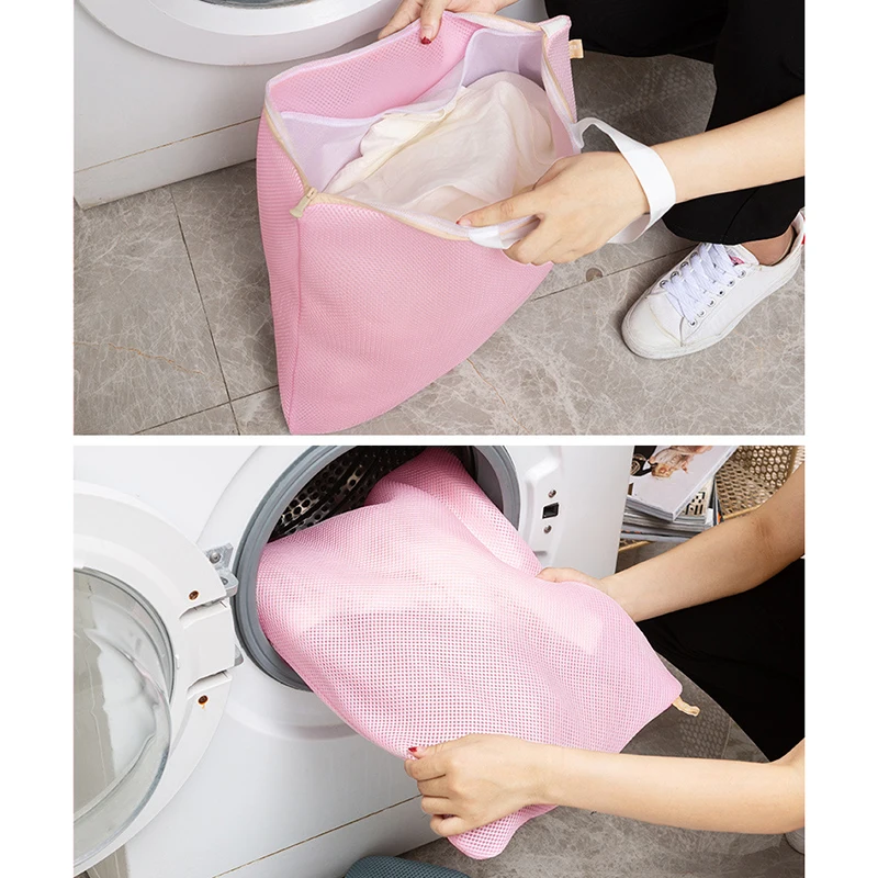 Laundry Bag  46×41 Cm Largecapacity Mesh Handbag With Handle Washing Machine Bag Home Travel Storage Bag Gym Spa Pouch