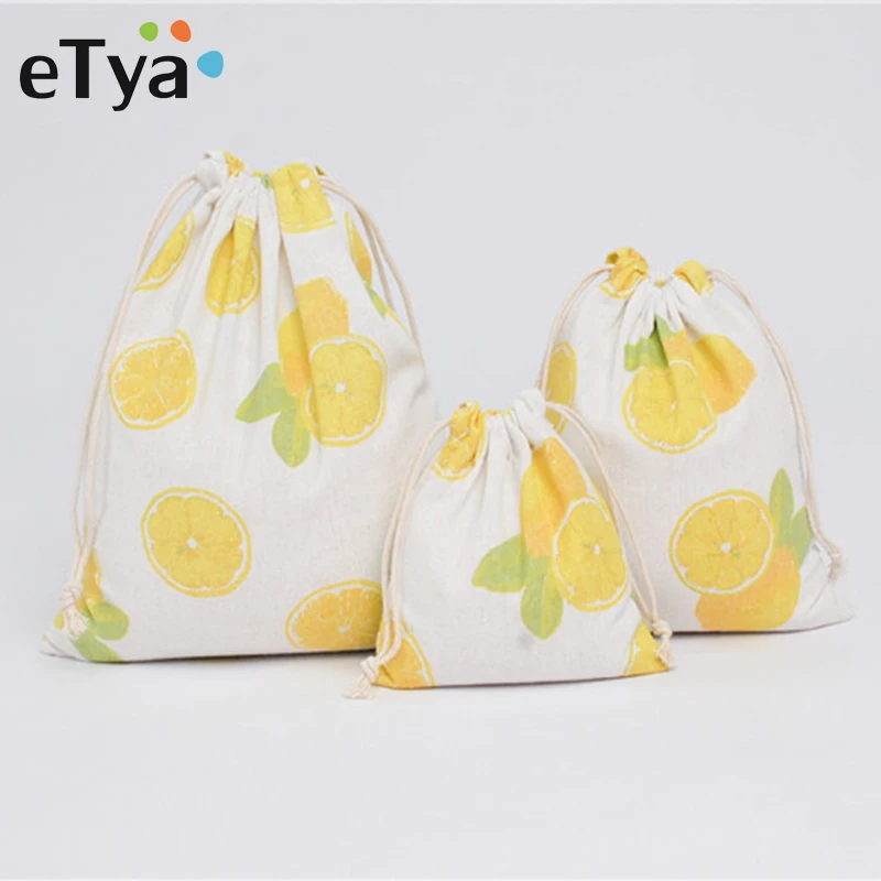 Women Drawstring Shopping Bag Cotton Clothes Shoes Storage Packaging Bag Handbag Reusable Foldable Eco Grocery Shopper Tote