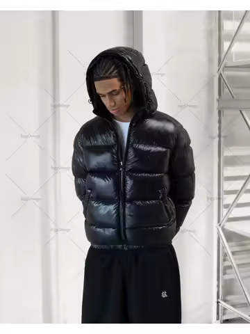 2025 Trendy High Street Retro Casual Solid Color Zipper Coat Street Hip-Hop Streetwear Men Harajuku Gray Camouflage Warm Jacket