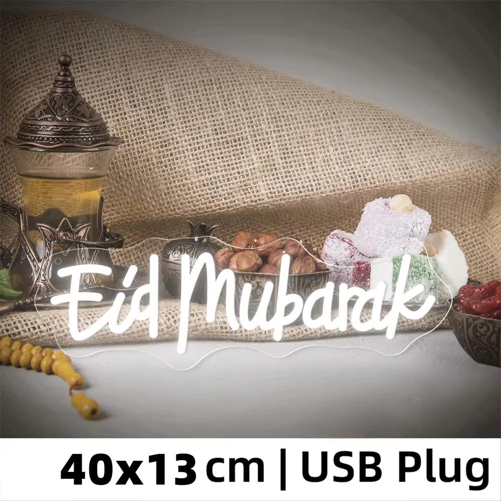 Eid Mubarak LED Neon Sign Ramadan Decorations Neon Sign for Home Ramadan Mubarak Decor Neon Sign Home Bedroom Decoration USB