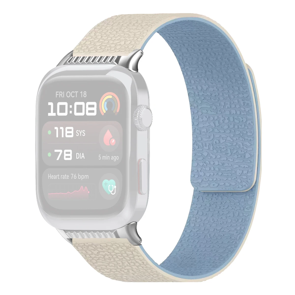 

For Huawei Watch D2 Silicone Watch Band Litchi Texture Magnetic Wrist Strap - White / Blue