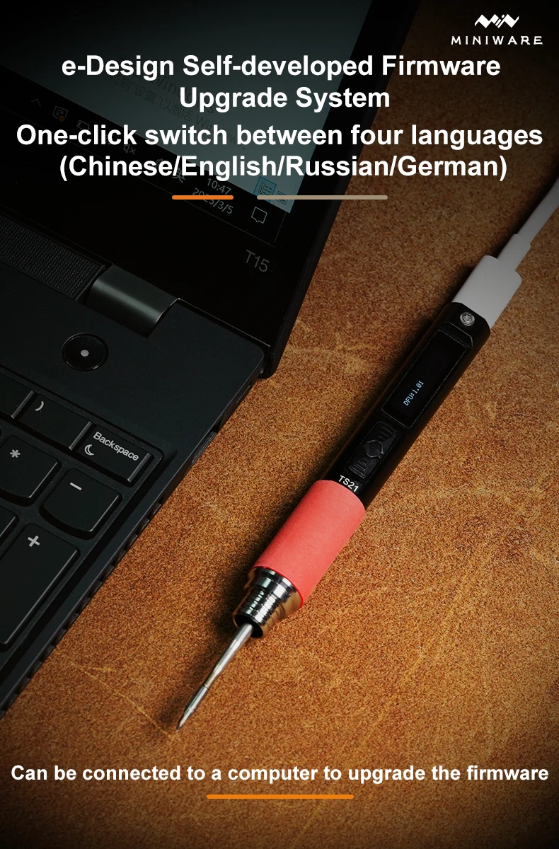 New MINIWARE TS21 Soldering Iron Fill Light Digital OLED Screen Multi-Language Smart Sensing Sleep Function Power Welding Pen