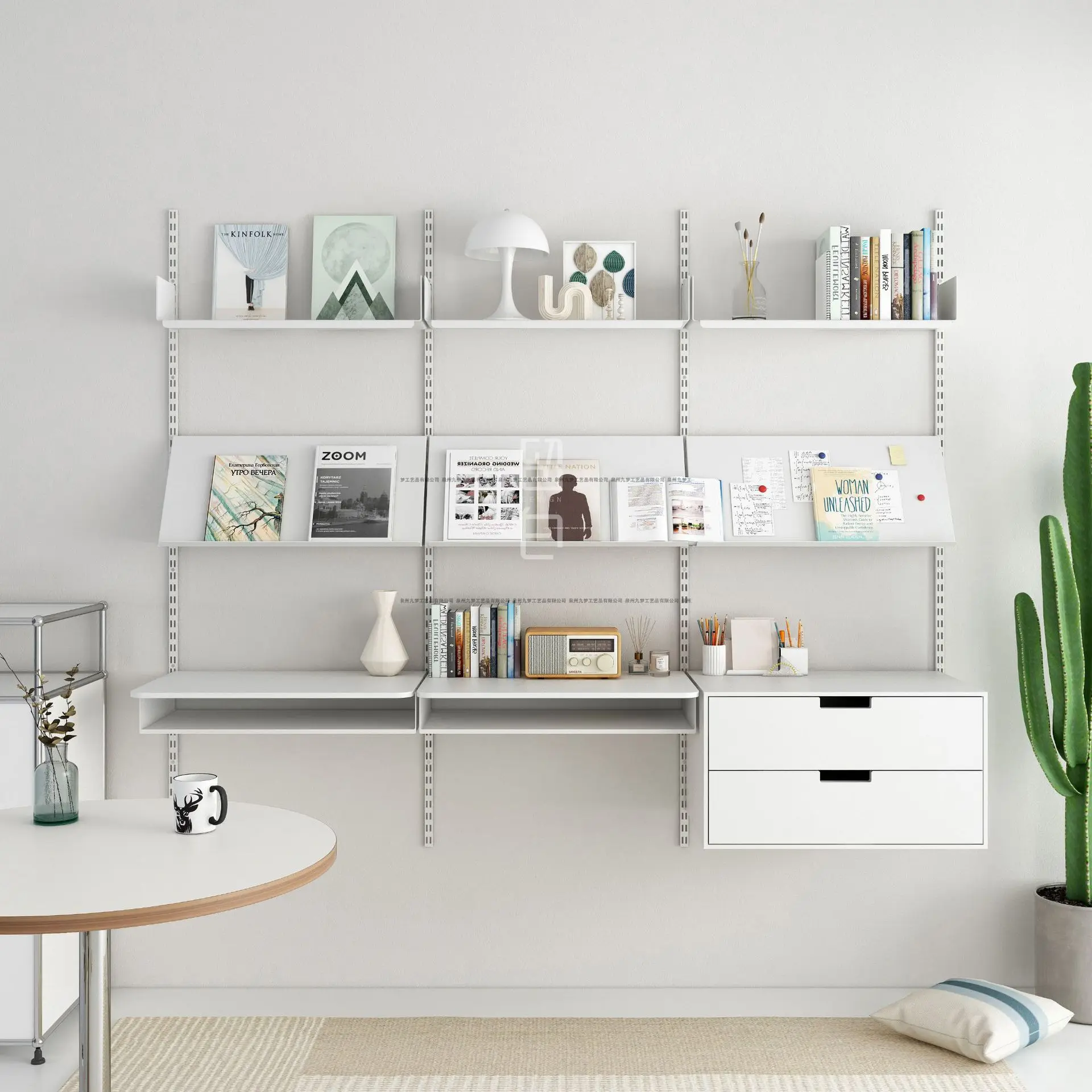 Wall-mounted track bookshelf Wall-mounted background wall storage rack Apartment wall rack