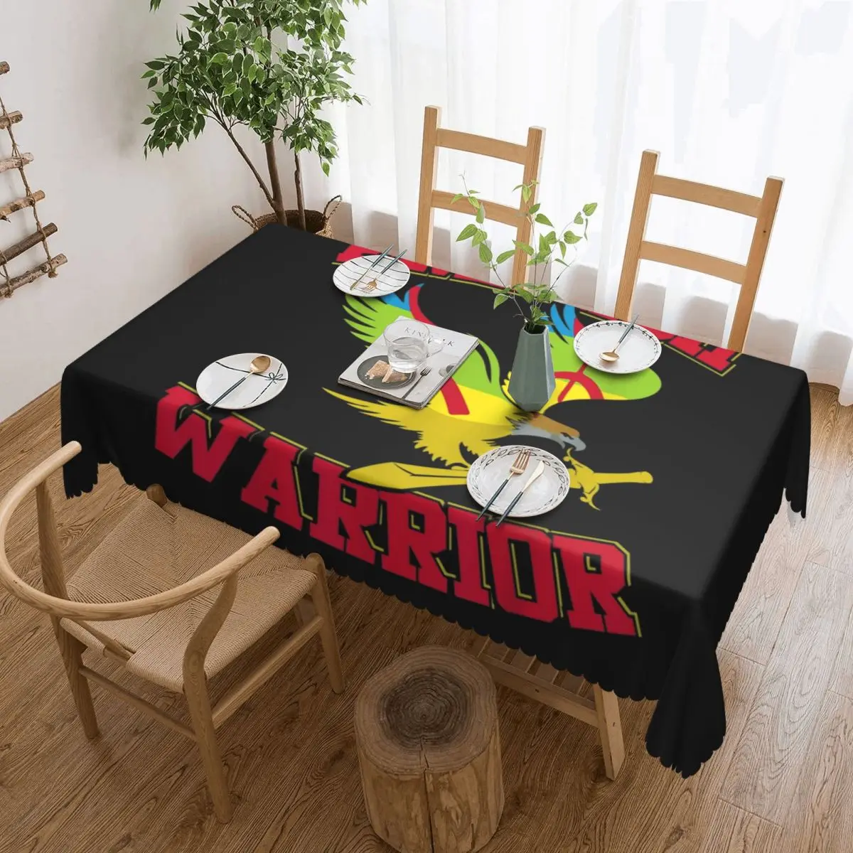 Custom Amazigh Warrior Kabyle Berber Amazigh Flag Gift Rectangular Tablecloth Waterproof  Geometry Carpet Berber Table Covers