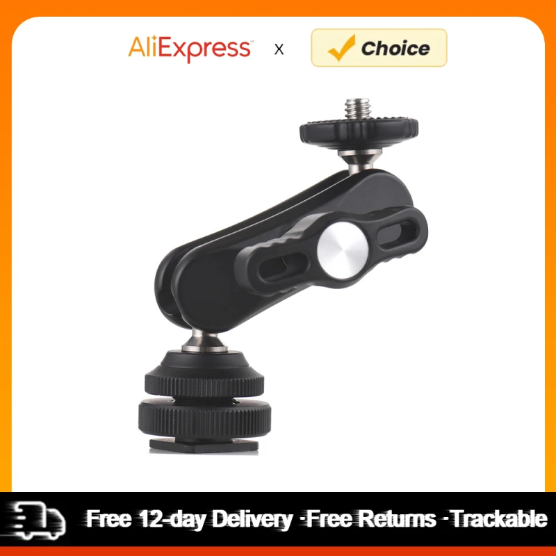 Mini Cool Ballhead Multi-Function Double Ball Dead Adapter w/ Cold Shoe Mount & 1/4 Inch Screw for DSLR Camera Camcorder Monitor