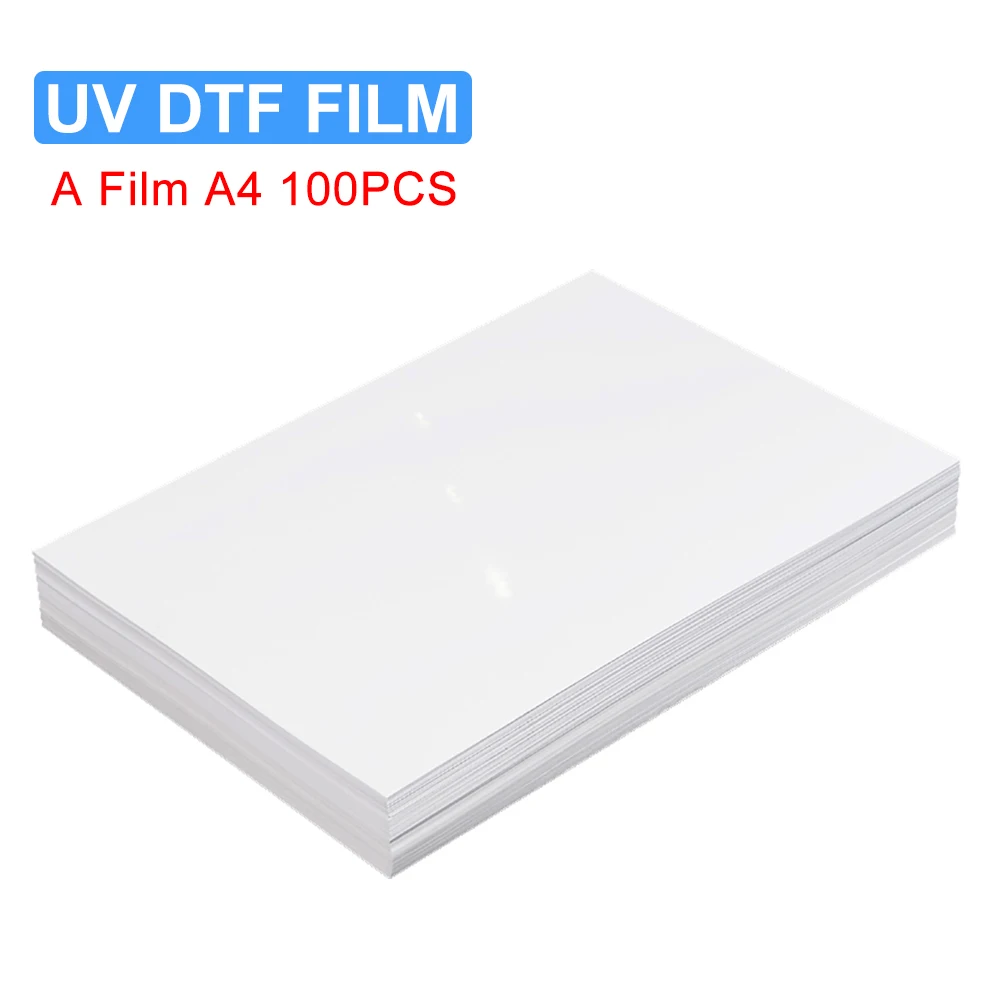 100PCS A4 UV DTF Film A for UV DTF Printer Transfer Sticker Irregular Shape Metal Glass Wood Acrylic Silicone Waterproof Sticker