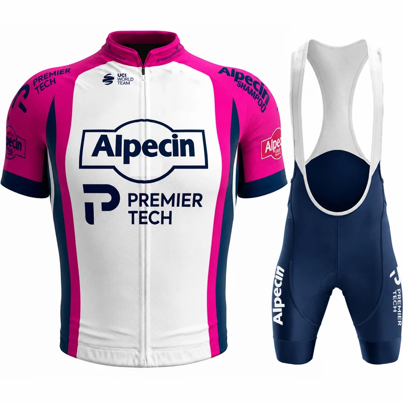 ALPECIN Summer Road Cycling Jersey Set Men Short Sleeve Breathable Padded Bib Shorts Lightweight Bicycle Racing Sportswear Wear