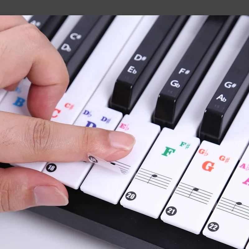 

88/61/54/49 Keys New Colorful Transparent Piano Keyboard Stickers Electronic Keyboard Sound Name Key Stave Note Symbol Sticker