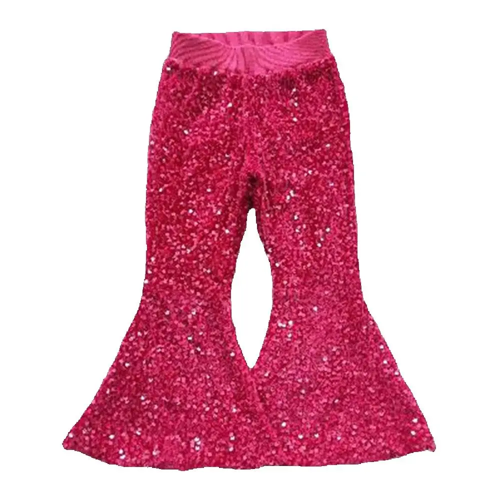 

Baby Girls Toddler Hot Pink Party Birthday Sequin Bell Bottom Pants