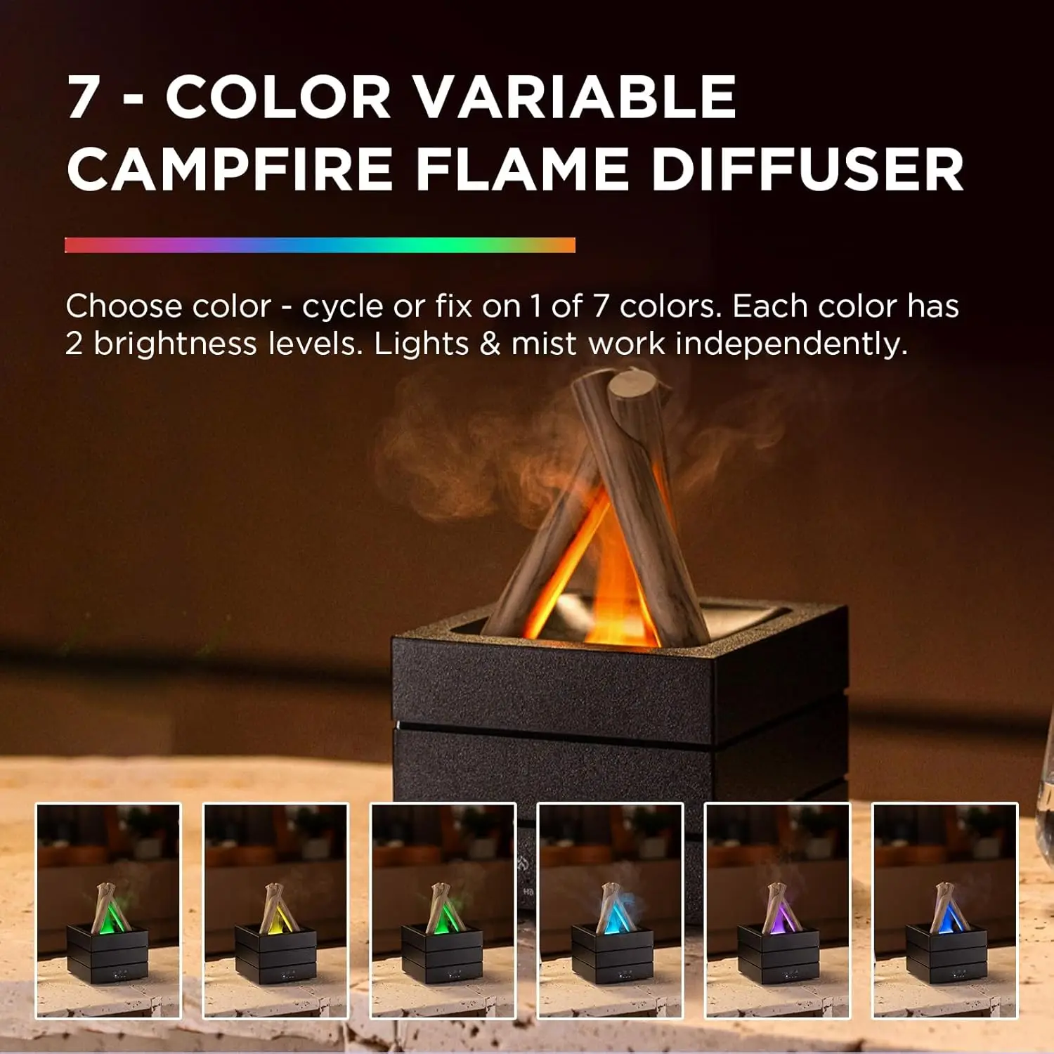 2026 New Upgrade Campfire Aroma Diffuser, 280 Ml Essential-Oil Diffuser With LED Flame Effect, 3 Timer Settings, Whisper-Quiet