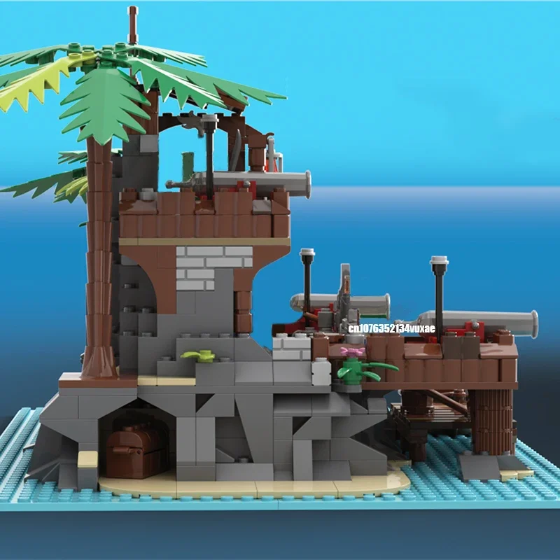 새로운 743PCS 중세 해적 시리즈 MOC 캐리비안 전초지대 모델 DIY 창의적 아이디어 크리스마스 어린이 장난감 조립 퍼즐 생일 선물