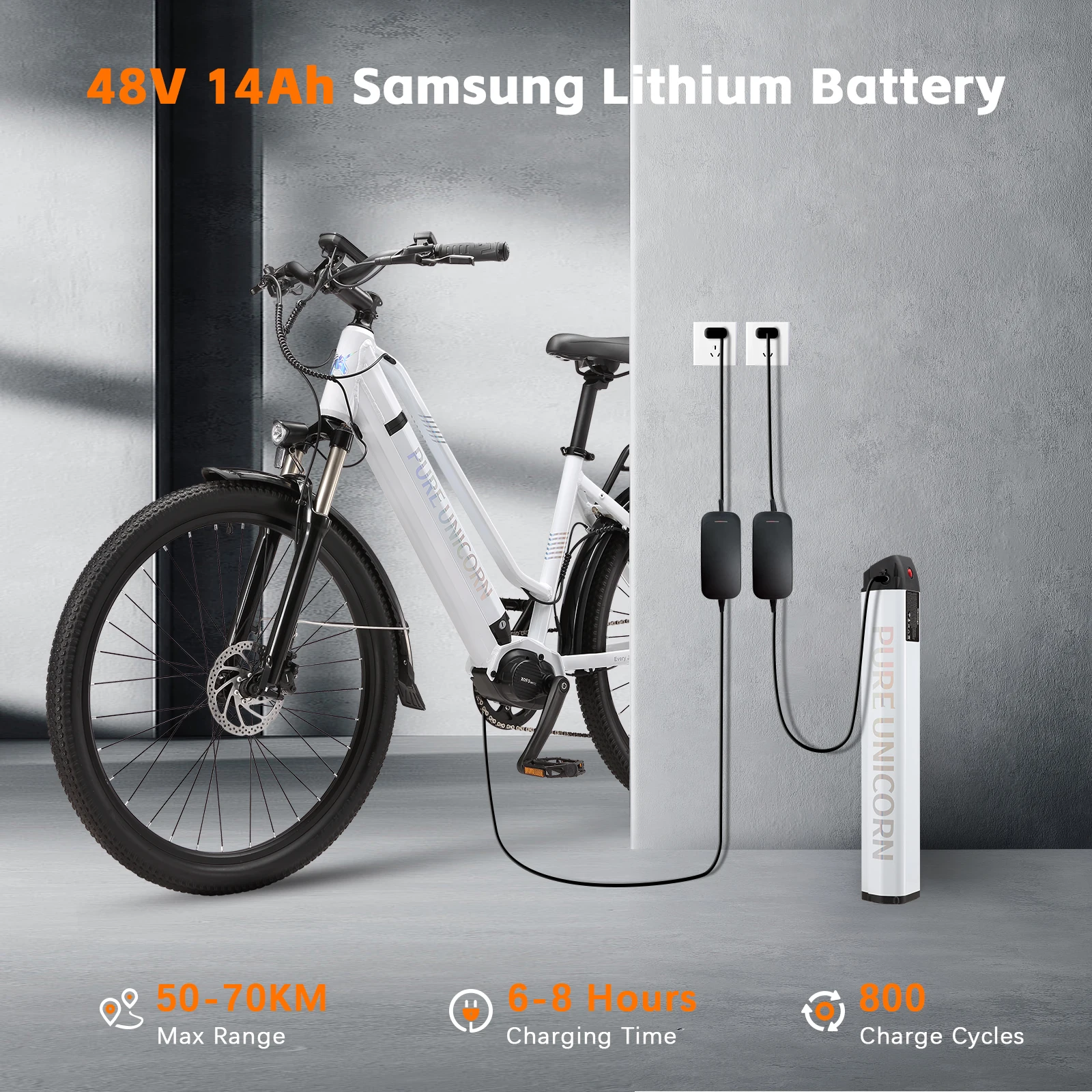 PURE UNICORN U8 Mittelmotor 500W E-Bike Drehmomentsensor Elektrofahrrad für Damen 48V 14Ah Samsung-Akku 27,5 Zoll Straßenfahrrad für Frauen – Detail 4