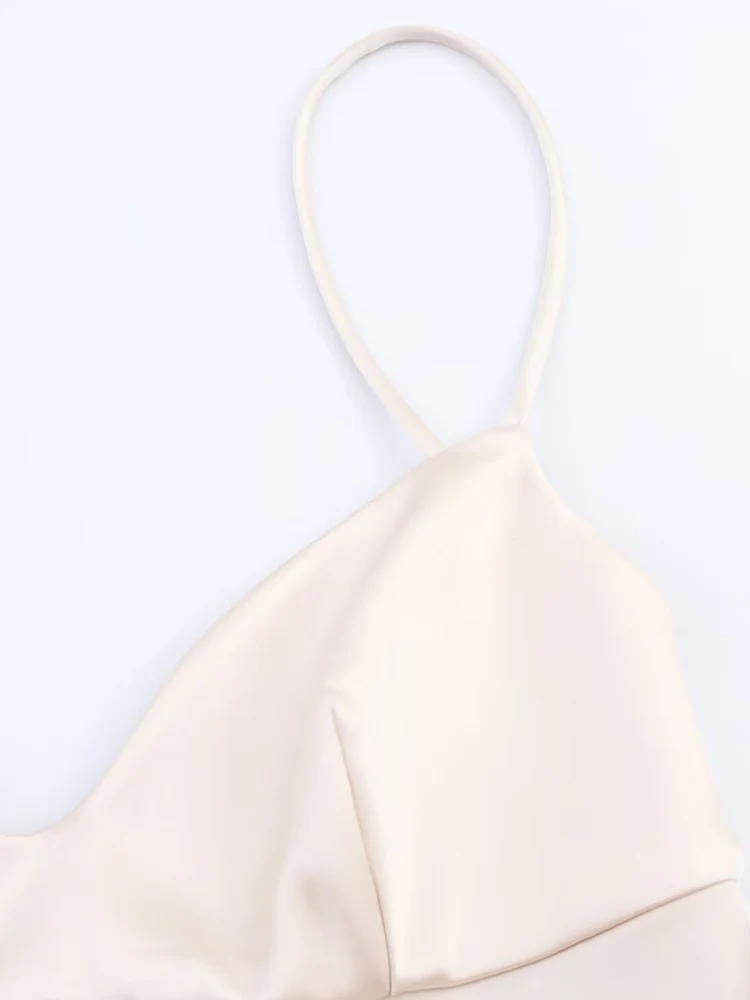 European and American style autumn new fashion trend women's clothing temperament suspenders lace satin texture dress