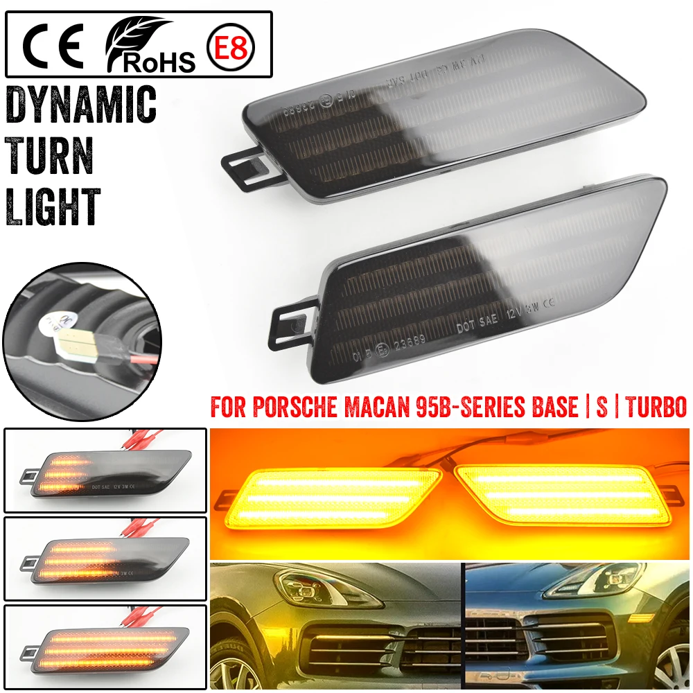 

For Porsche Macan 95B-Series 2014-2021 LED Repeat Blinker Side Marker Lights Car Dynamic Front Fender Indicator Turn Signal Lamp