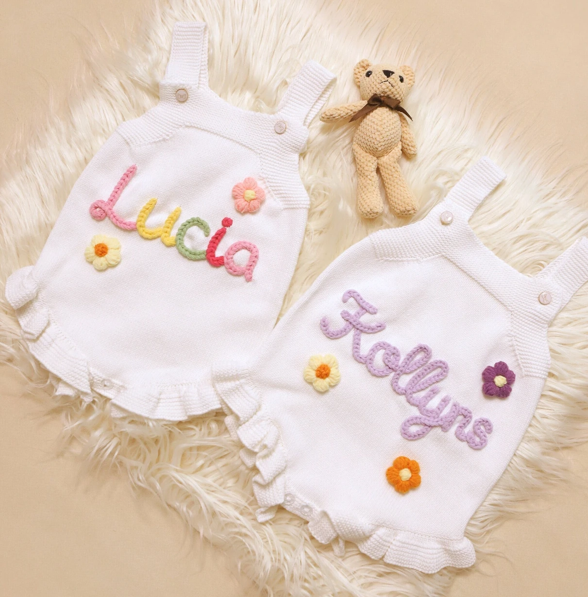 Personalized Baby Knit Bodysuit Custom Name One Piece Spring Infants Children Girls Gifts Clothes New Born Ropa Para Bebe Romper