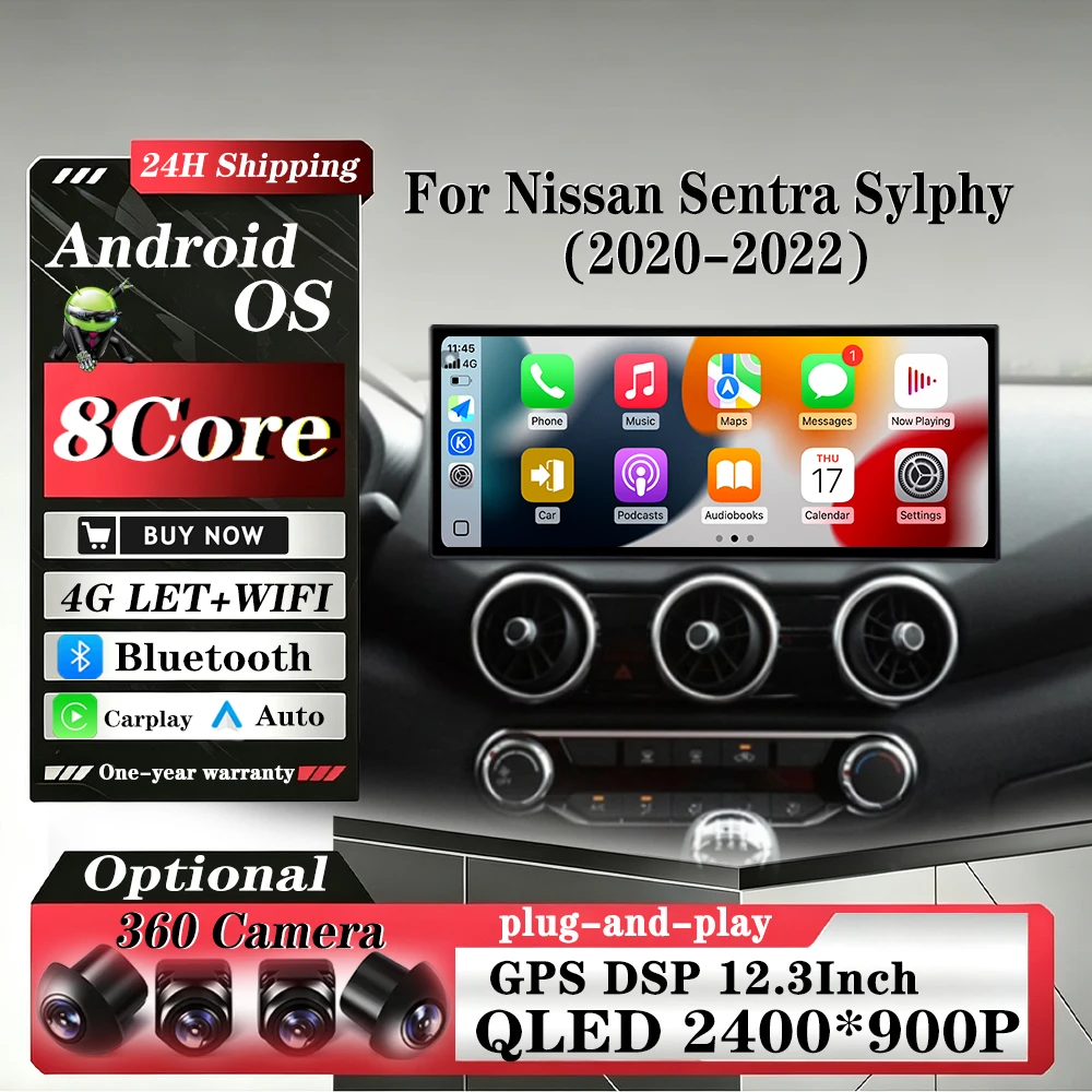 Android 16 Auto For Nissan Sentra Sylphy 2020-2022 Wireless Carplay Car Radio GPS Navigation Multimedia Video Player