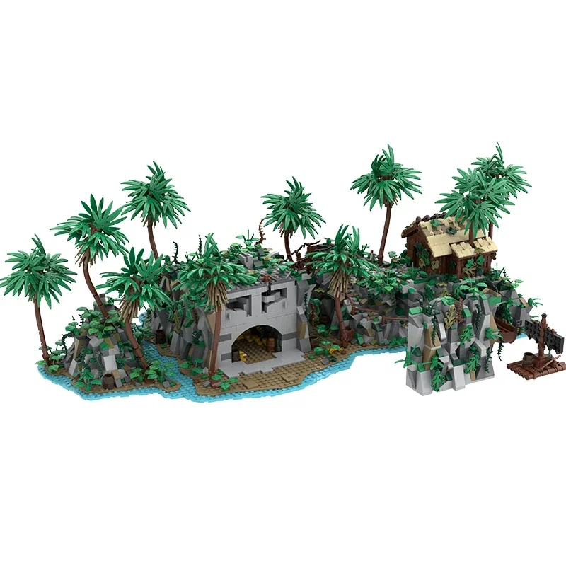 Modelo de fortaleza medieval moc tijolos de construção dominica ilha do tesouro tecnologia blocos presentes brinquedos de natal diy conjuntos montagem