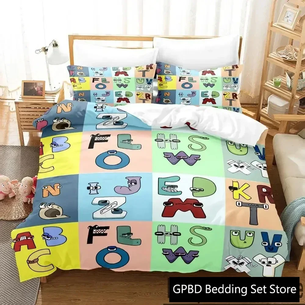 

3D Print Cartoon Alphabet Lore A-Z Bedding Set Boys Girls Twin Queen King Size Duvet Cover Pillowcase Bed boys Adult