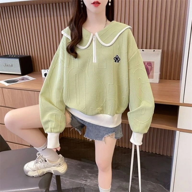 Met ritssluiting Vrouwelijke trui Top Nieuwigheid Hoge kwaliteit Koreaanse populaire kleding Bijpassende sport Lente en herfst damessweatshirts