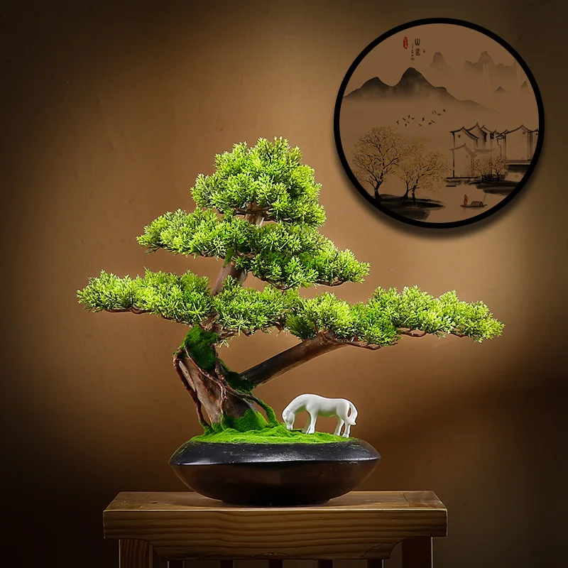 

Simulation Welcome Pine Bonsai Plants Small Tree Flower Pots Fake Plants Bedroom Table Decoration Flower Pots Garden Decoration