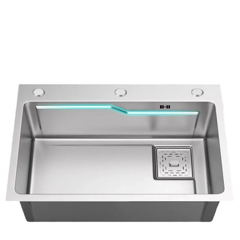 Stainless steel kitchen sink SUS304 nano brushed, vegetable basin household sink set kitchen large single sink