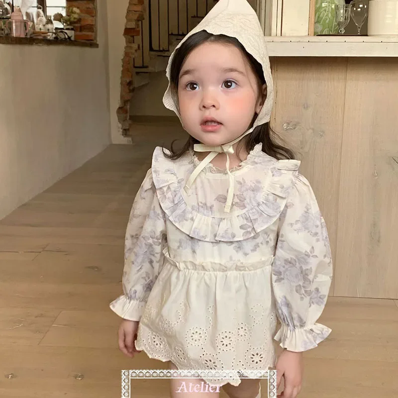 

2025 New Spring Infant Baby Girl Bodysuits Long Sleeved Cotton Print Newborn Baby Girl Jumpsuit 0-24M Baby Girl Clothing