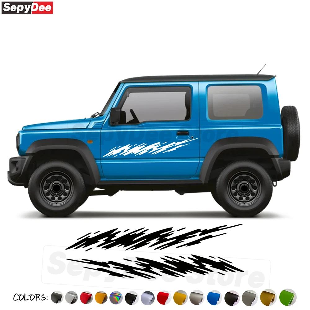 

2Pcs Car Door Side Stickers for Suzuki Jimny Racing Sport Body Totem Graphic Decor DIY Vinyl Decal Car Tuning Accessories