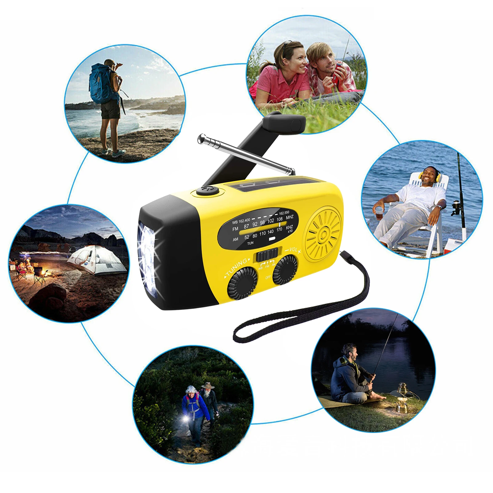 

1200mAh Hand Radio Solar Crank Dynamo Powered AM/FM/NOAA Weather Radio Use Emergency LED Flashlight And Power Bank USB Charger