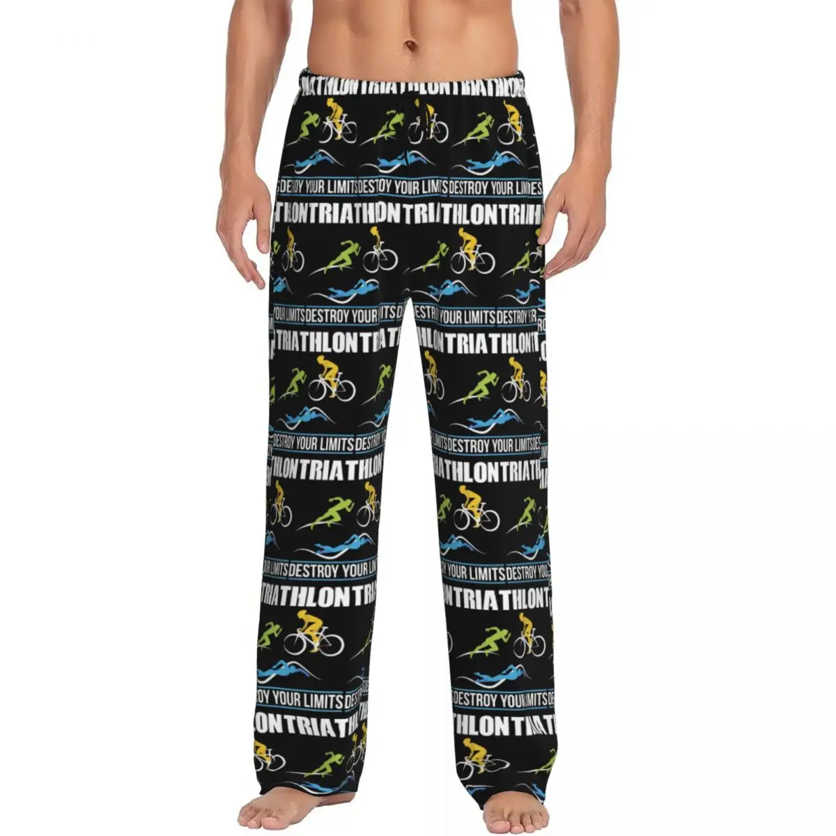 

Custom Triathlon Swimming Cycling Running Pajama Pants Men Sleepwear Sleep Lounge Bottoms with Pockets