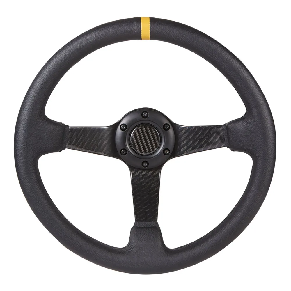 Universal 350mm/14'' Universal Deep Corn Steering Wheel With Carbon Fiber Spoke for Racing Sports Car