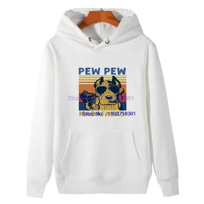 Pew Pew Madafakas Smoking & Shooting Dog Bulldog Labrador Winter Thick Sweater Hoodie Cotton Fleece Hoodie Men's Sportswear