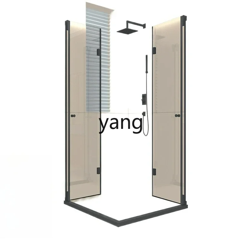 Lmm square angle folding door shower room small apartment simple bathroom glass dry and wet separation