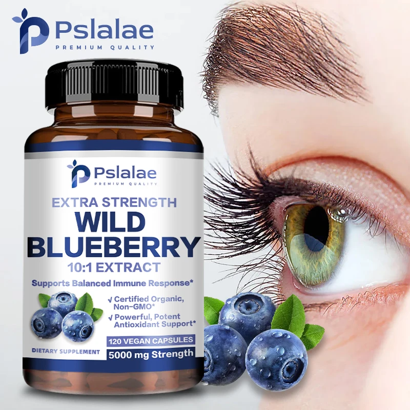 

Natural Wild Blueberries - Healthy Aging, Antioxidant, Enhance Vision and Immunity - 120 Capsules