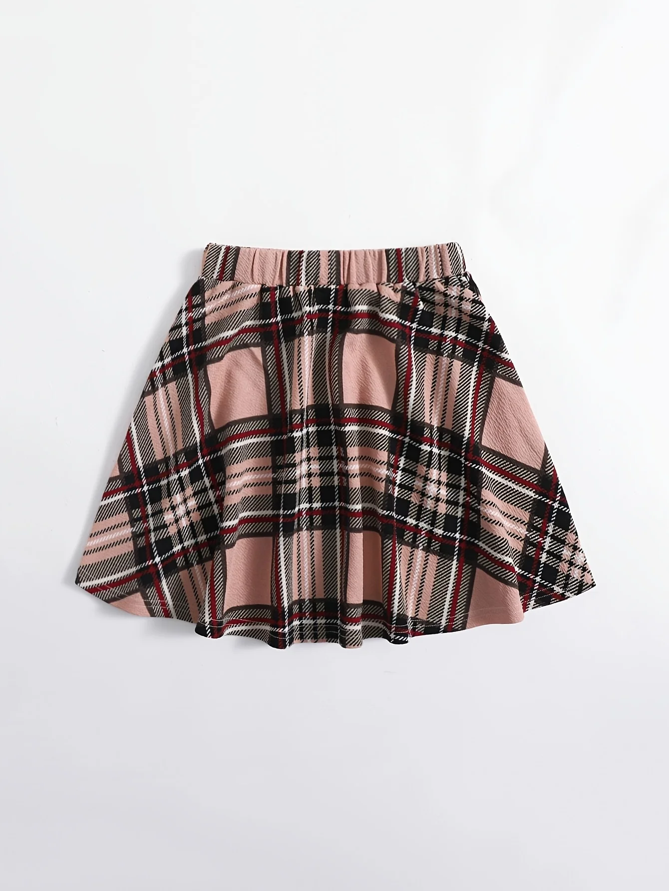 Girls Stylish Plaid Elastic Waist Flared Skater Skirt, for Back to School Daily Casual Play Weekend Wear Kids Breathable