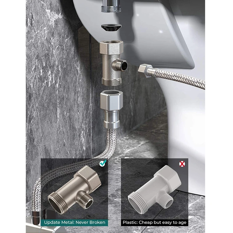 Pulverizador não elétrico do toalete com mangueira, acessório do bidé, ultra-fino, bocal espiral dobro, pressão de água ajustável