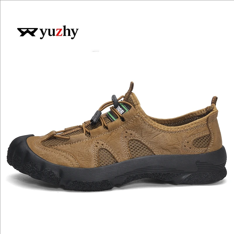

Summer Men Sandals Genuine Leather Mens Casual Shoes Outdoor Men Leather Sandals for Men Beach Shoes Roman mens Shoes