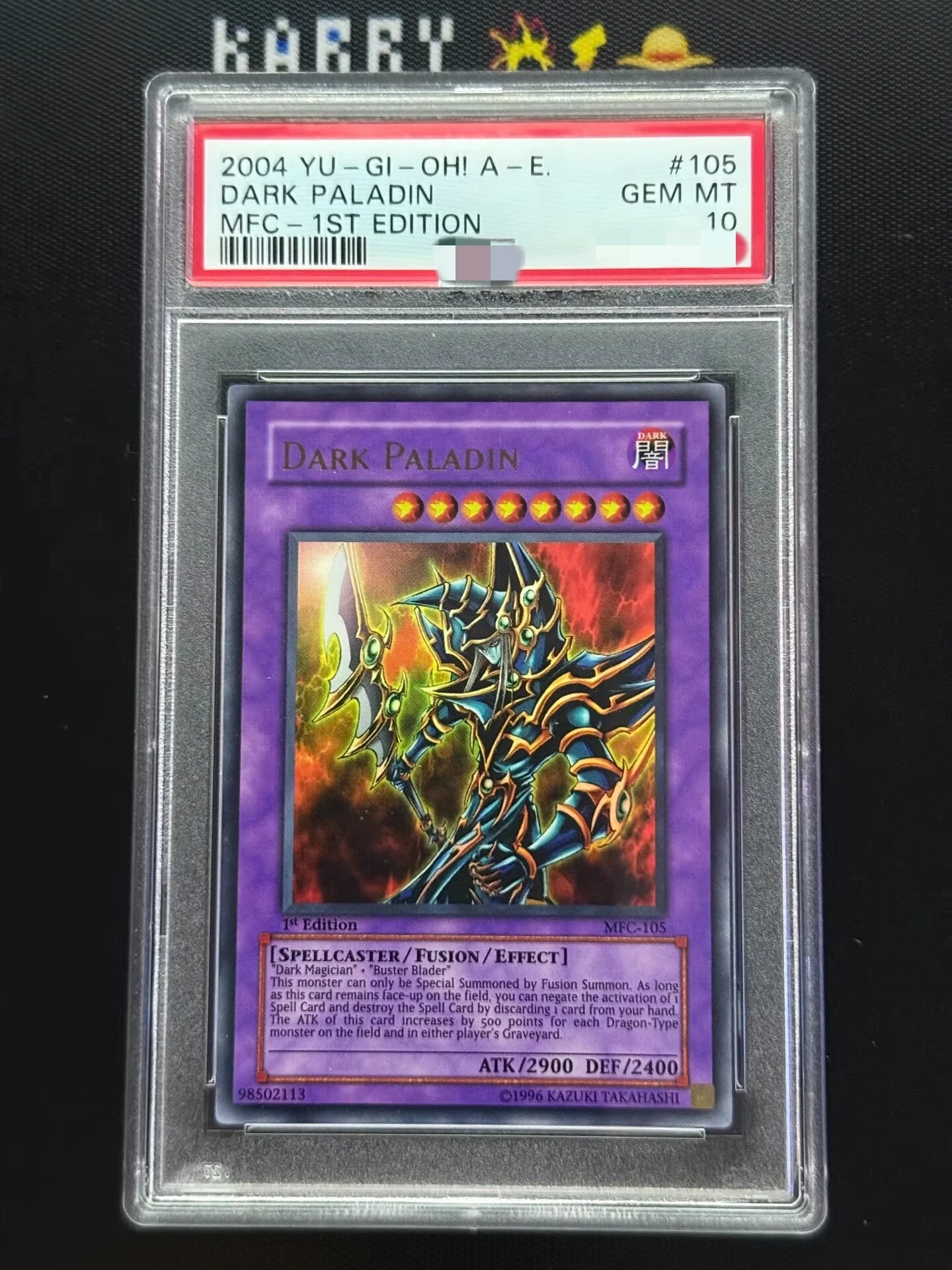 Yu‑Gi‑Oh! DIY Custom MFC‑105 Dark Paladin 1st Edition Ultra Rare PSA‑Style Graded Slab, Fan Made Collectible Display Card  DIY