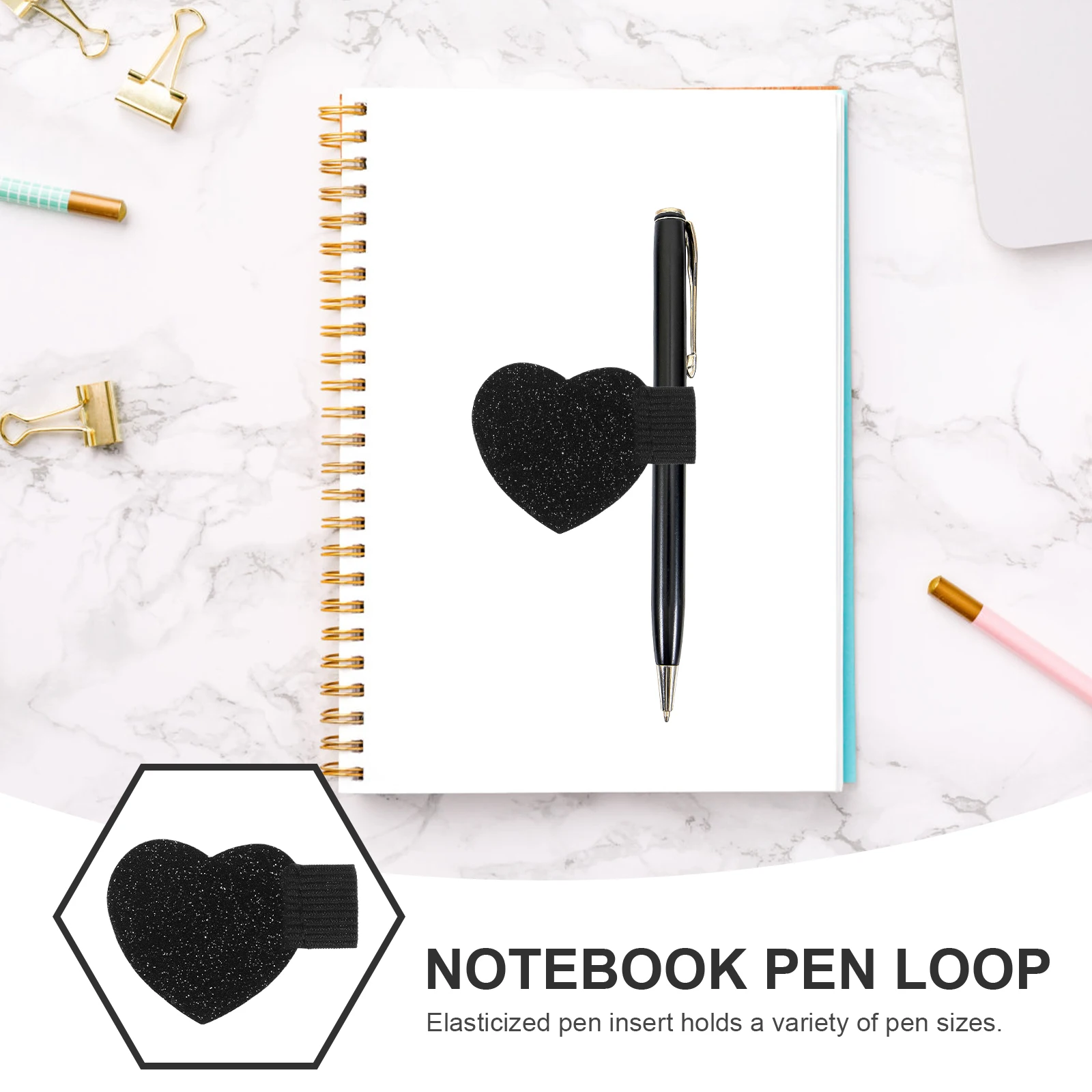 

Pen Holder Sturdy Loop Small Office Accessories Wear-resistant Pu Hospital Pencil Mini Black Self-adhesive Elastic Pen Clip