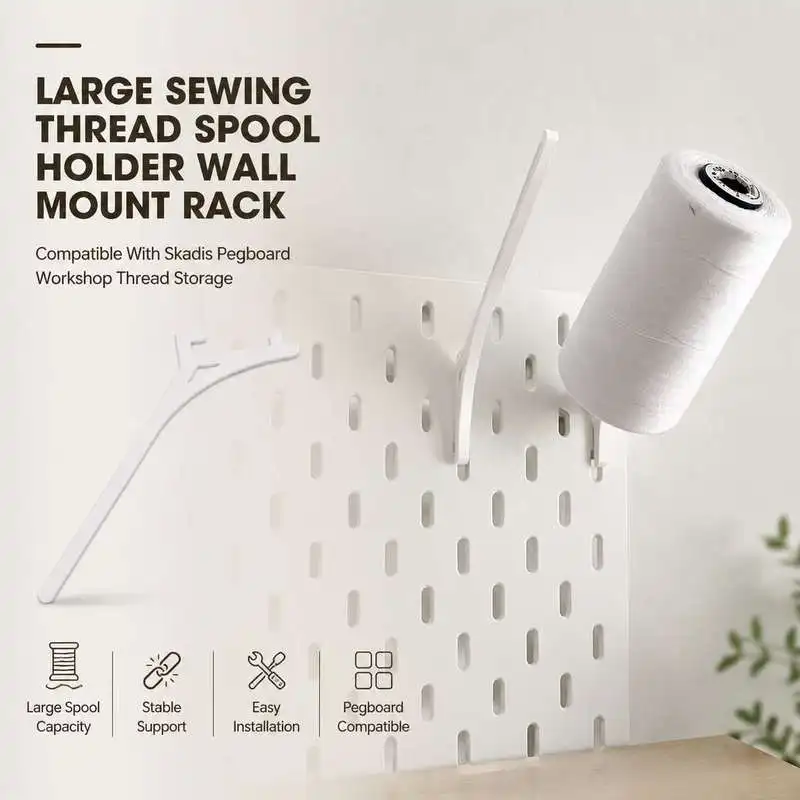 Large Sewing Thread Spool Holder Wall Mount Rack Compatible With Skadis Pegboard Workshop Thread Storage