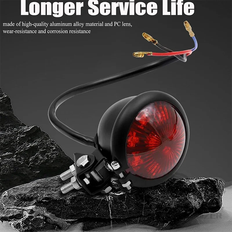 12V Taillights Motorcycle Brake Light LED Motorbike Stop Rear Tail Lamp Red Compatible With Chopper Bobber Cafe Racer StreetBike