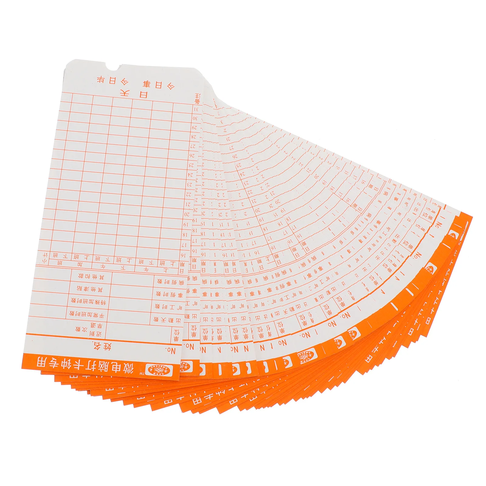 50 folhas de cartões de comparecimento mensal, cartões de relógio práticos para uso em fábrica de escritório, cartão de tempo, material de escritório