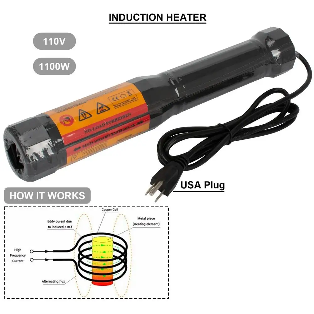 Magnetic Induction Heater Kit 1100W 110V Flameless Heat Coil Set Rusty Screw Removal & Metal Components